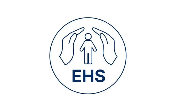 Logo with hands protecting a person in a circle, labeled "EHS" at the bottom.
