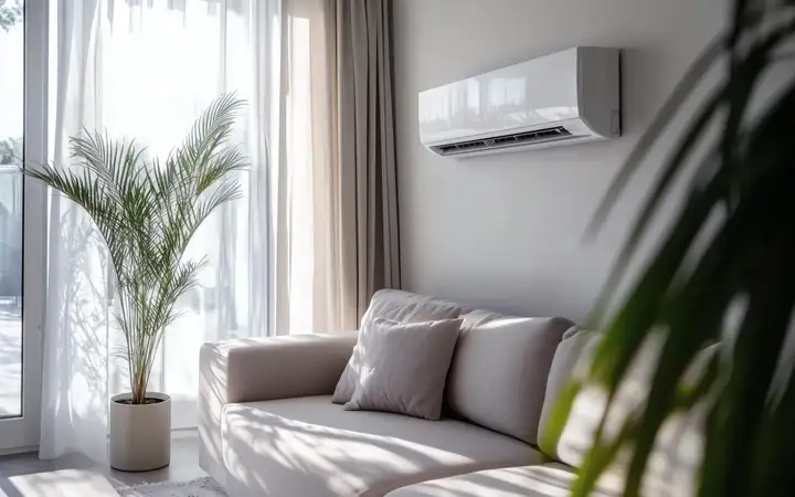 Modern living room with air conditioning system