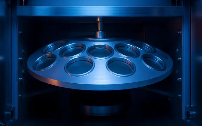 Discs of glass placed on convex surface for coating