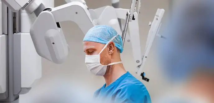 Robotic surgery system with medical professional in operating room