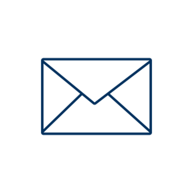 Outline of an envelope symbolizing messaging or mail.