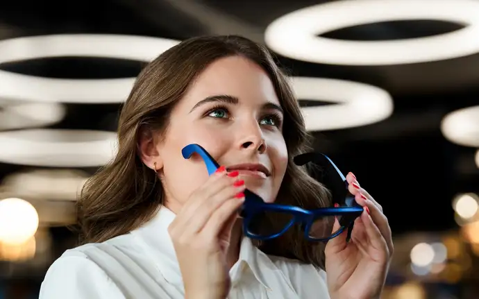 A woman wearing glasses