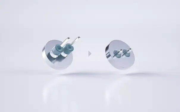 Hermetic connector with integrated pins
