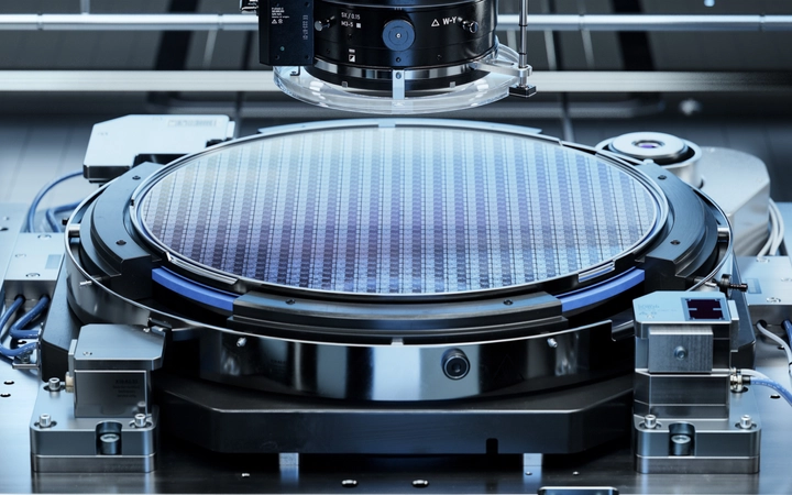 Silicon Wafer during Photolithography Process. 
