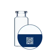 Transparent glass vial with close up of surface structure