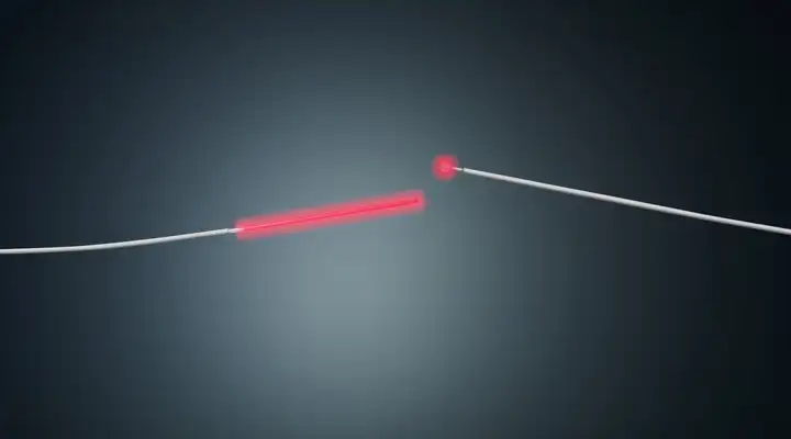 SCHOTT® Luminous Cylindrical Diffuser and Spherical Diffuser emitting red light on a dark background
