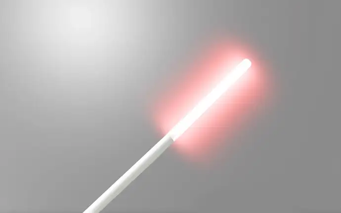 laser diffusor with a delivery fiber with white sheating, radiation red light