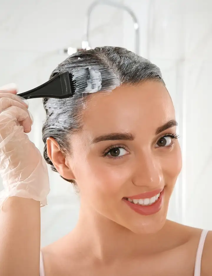 Girl dyes her hair