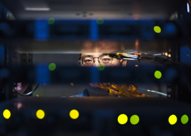 Mr. Jimmy Ye, the office IT engineer at server room of TC plant, Jinyun, China.