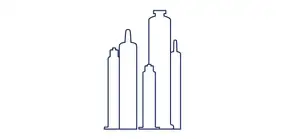 Outline of a range of pharmaceutical glass cartridges