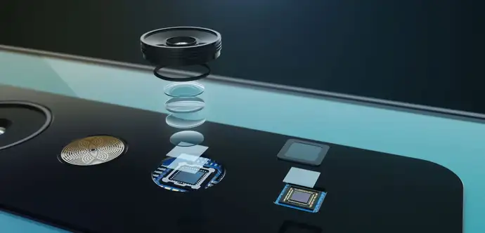 智能手机中深度摄像头的玻璃元件示意图