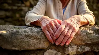 Elderly hands symbolizing long-term durability