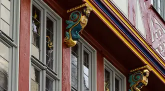 Windows of the Haus zur Goldenen Waage in Frankfurt, Germany 
