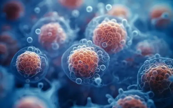 Cells secreting exosomes, illustration